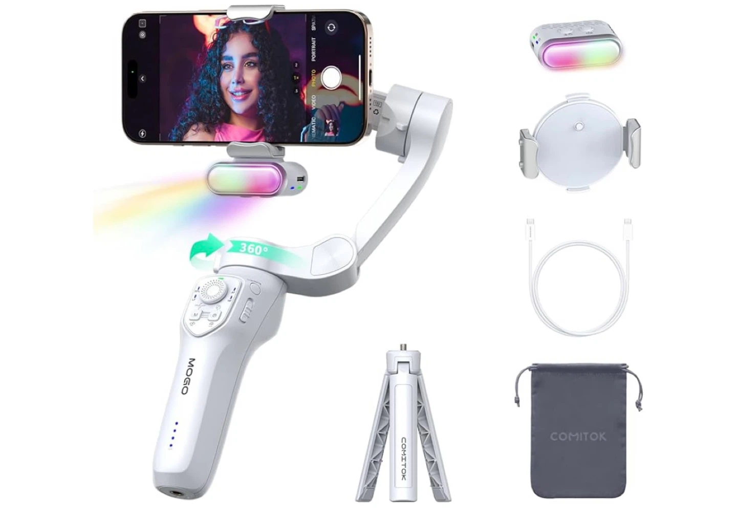 MOGO Smartphone Gimbal Stabilizer with RGB Light