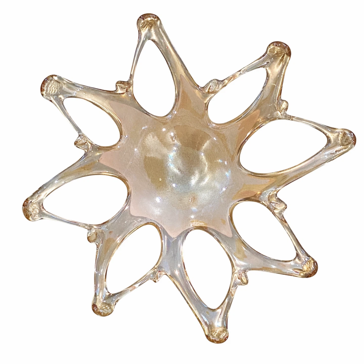 Hand-Blown Art Glass Set (Amber/Champagne) “Splash/Starburst” - photo 4