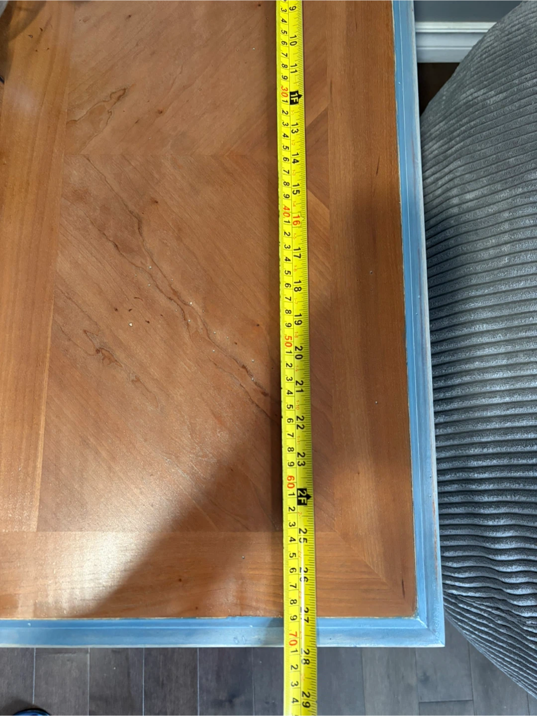 Blue Distressed End Table with Drawer - photo 5
