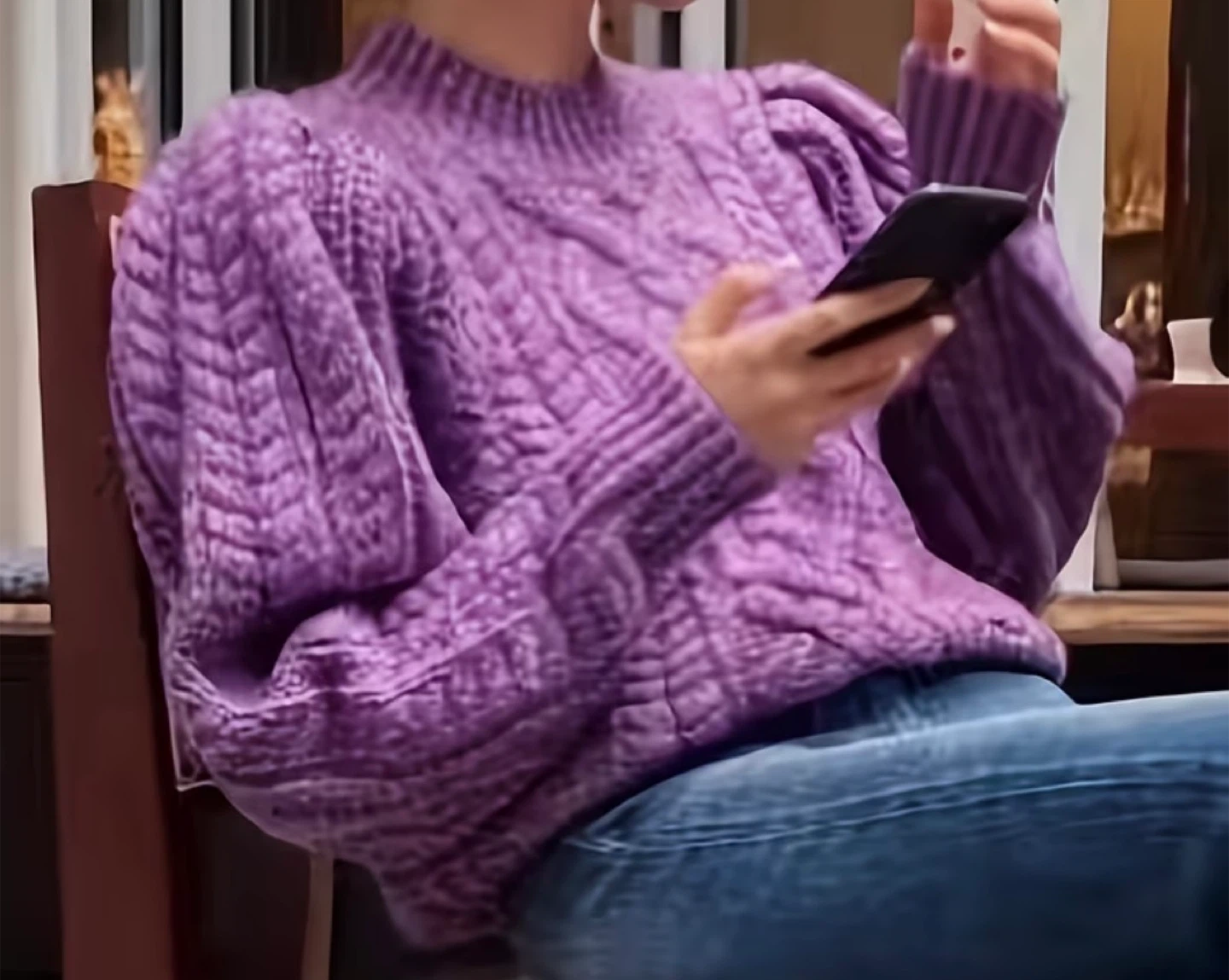 Purple Cable Knit Sweater