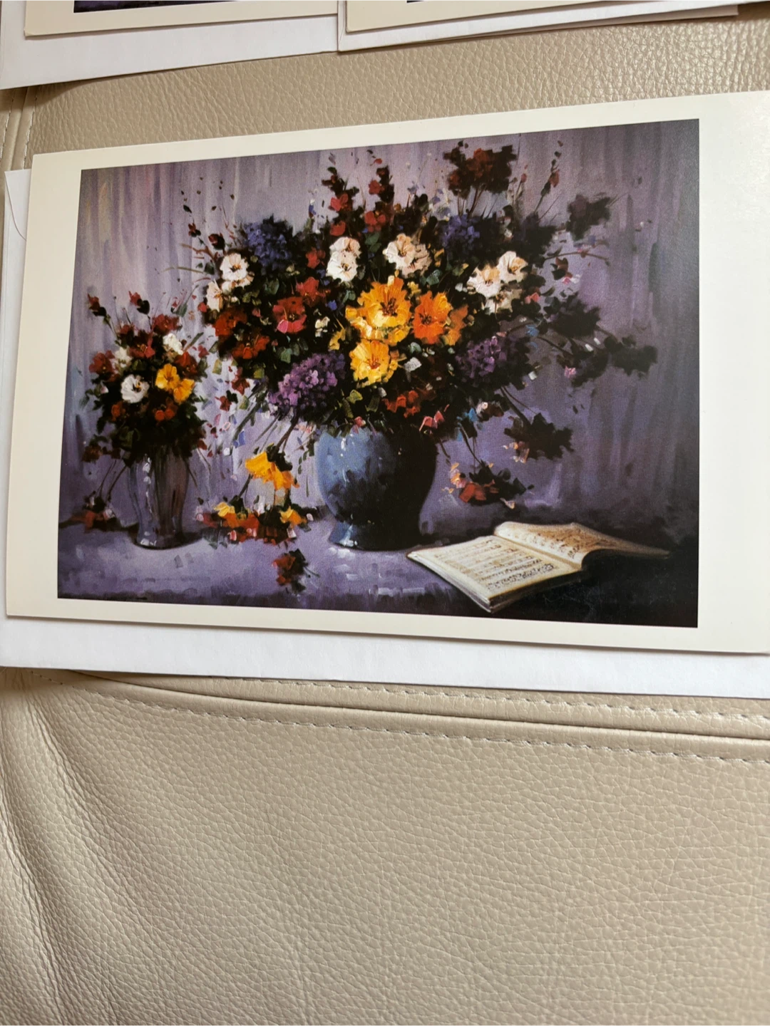 5 large Floral Art Cards with envelopes