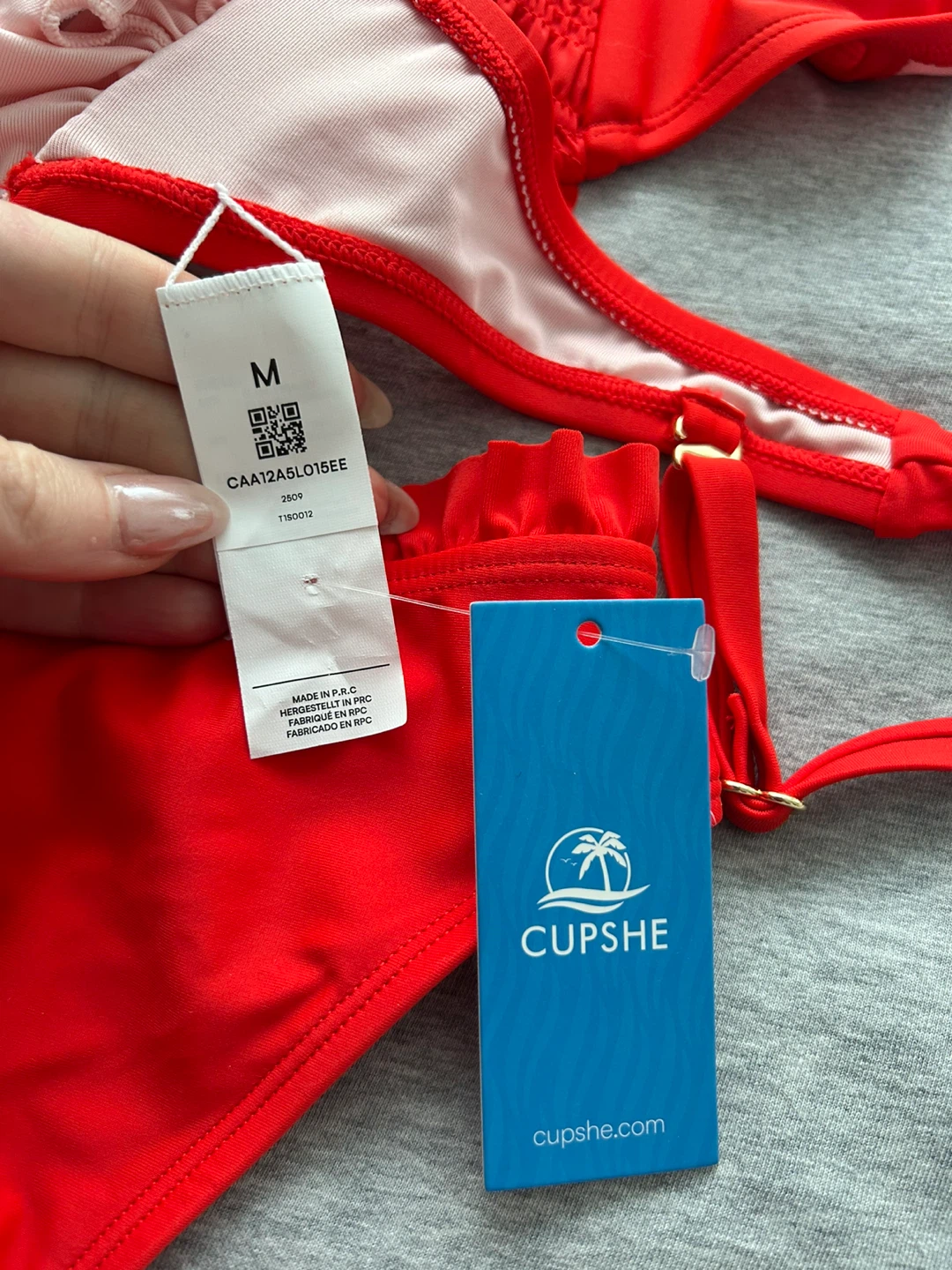 Cupshe Red Smocked Bikini Set - Size M - photo 2
