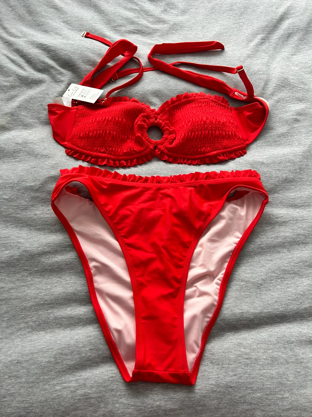 Cupshe Red Smocked Bikini Set - Size M