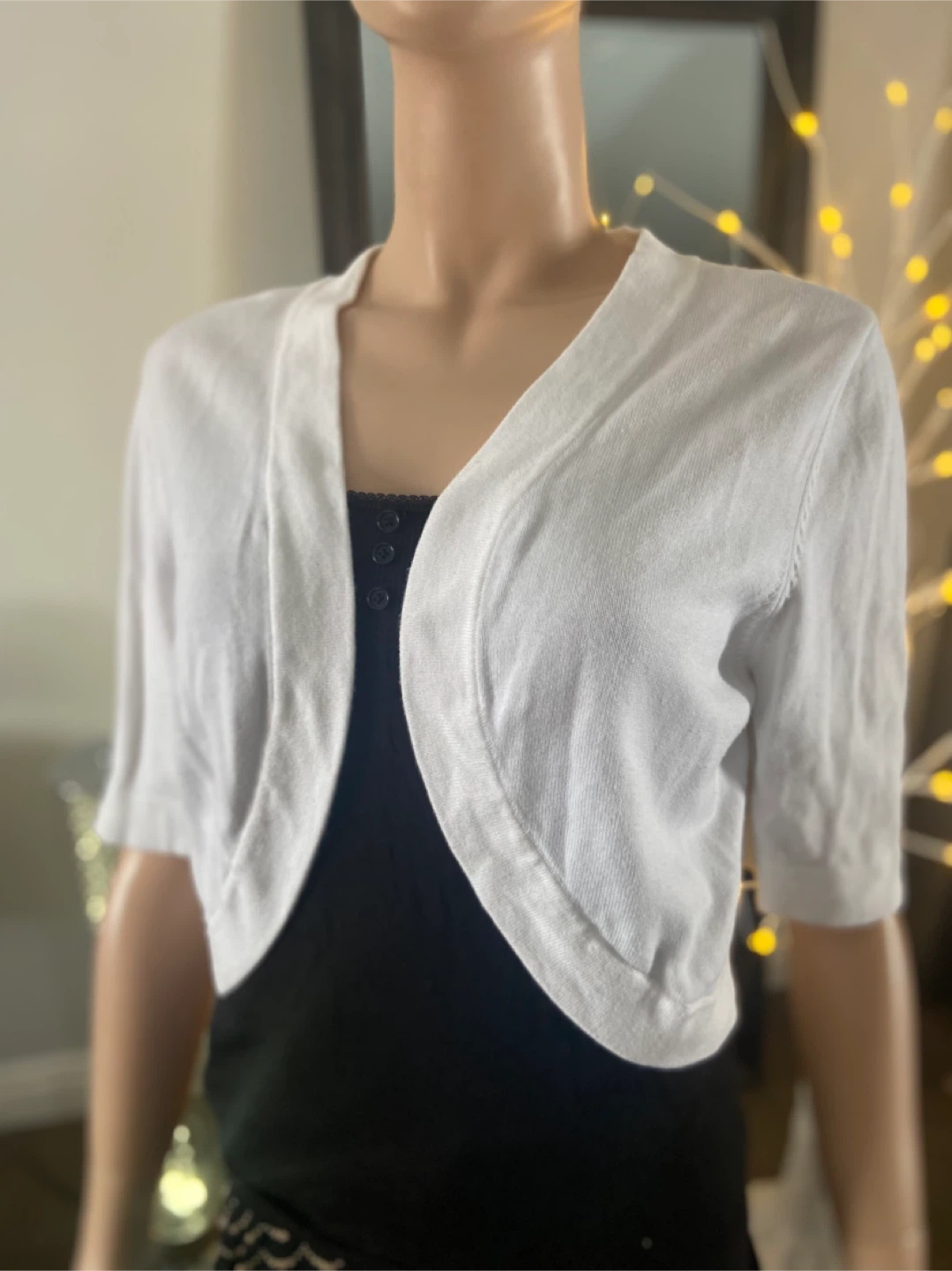 EUC: Reitmans White Cropped Shrug Bolero Cardigan XL