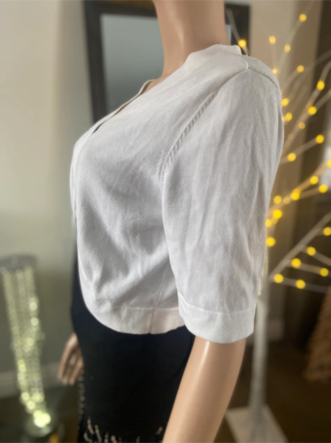 EUC: Reitmans White Cropped Shrug Bolero Cardigan XL - photo 3