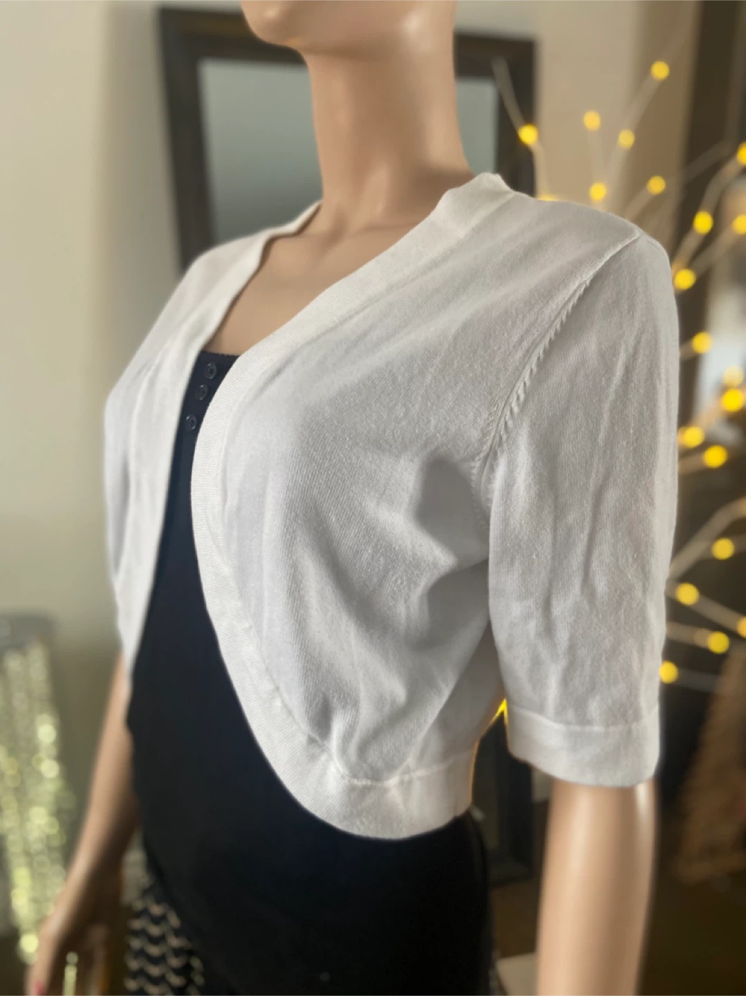 EUC: Reitmans White Cropped Shrug Bolero Cardigan XL - photo 2