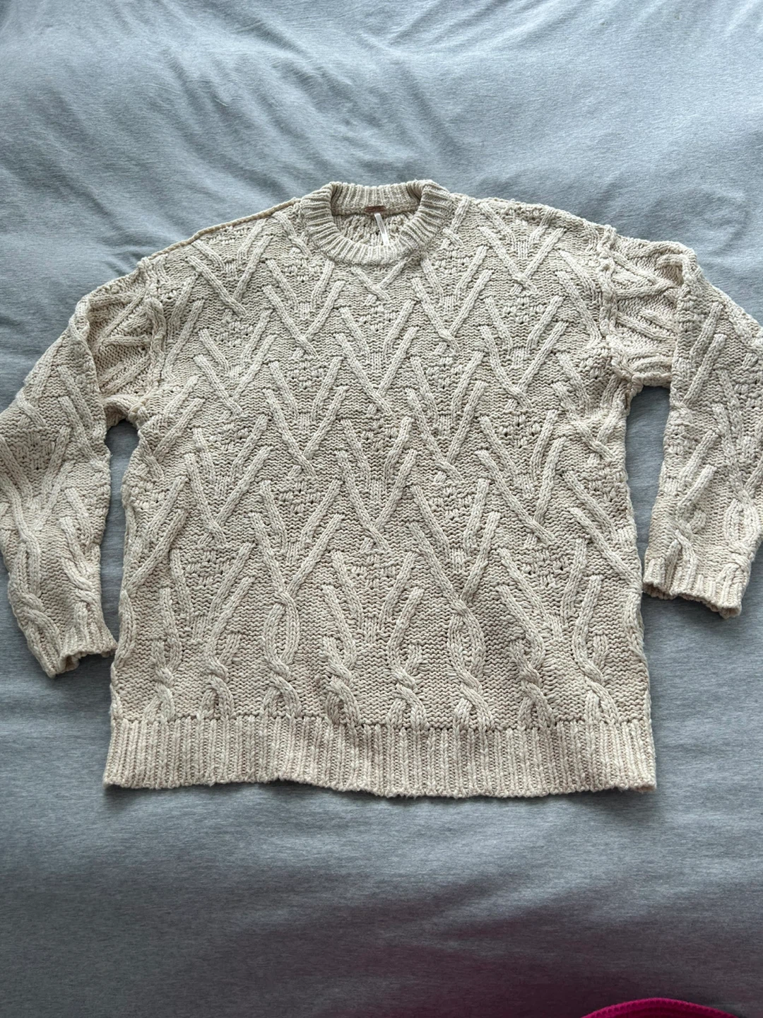 Free People Cream Cable Knit Sweater