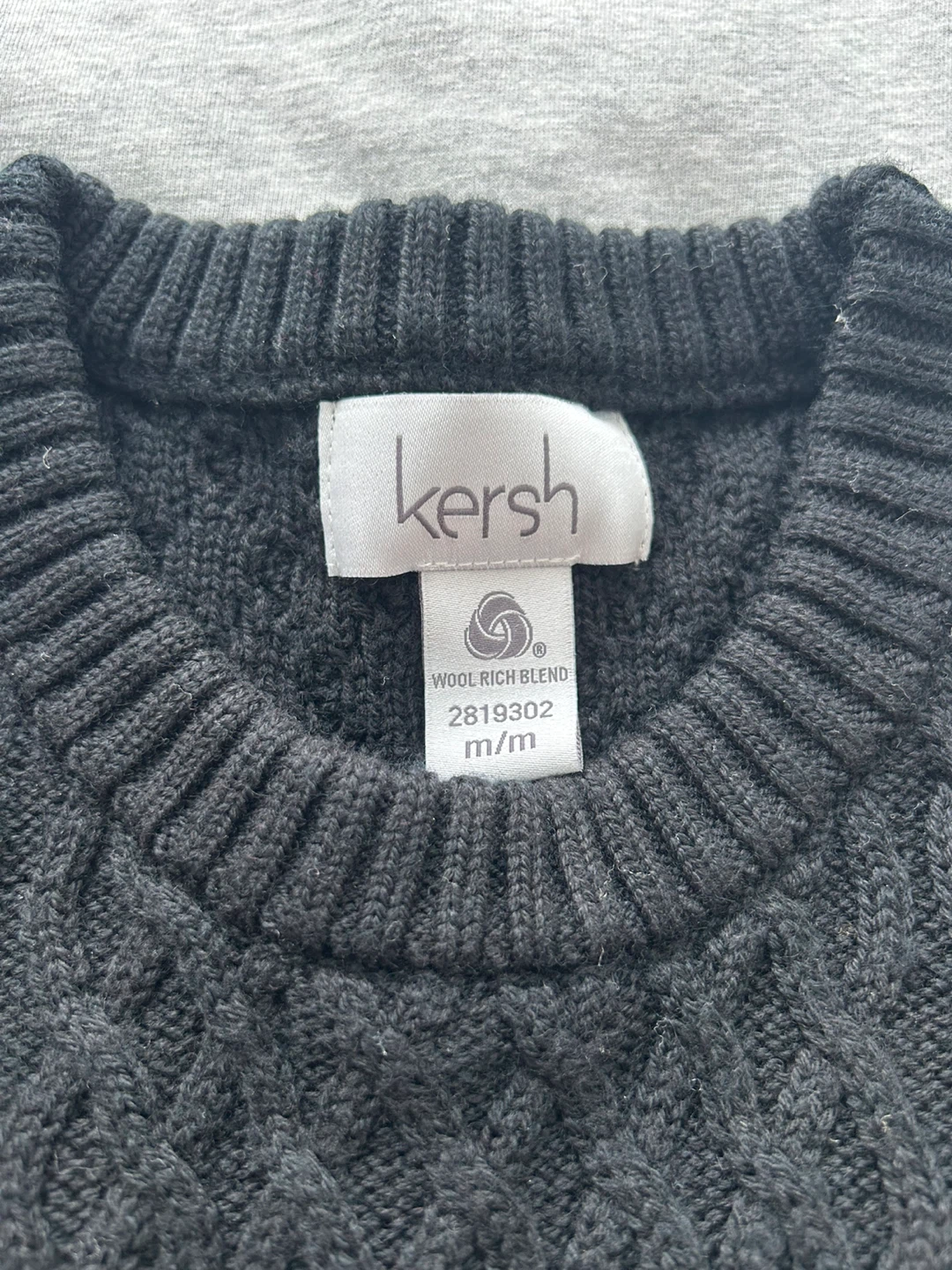 Kersh Black Cable Knit Merino Wool Blend Sweater M - photo 2