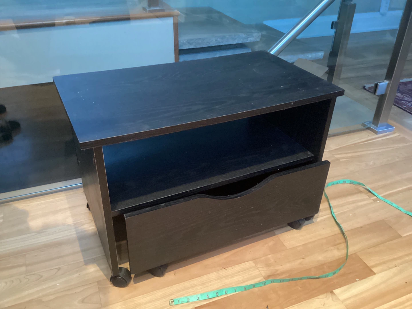 Black Stand with Drawer and Wheels - photo 5