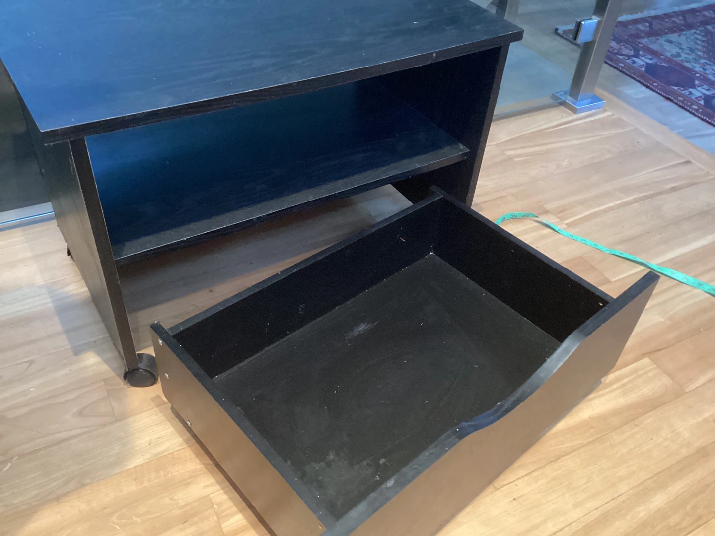 Black Stand with Drawer and Wheels - photo 4