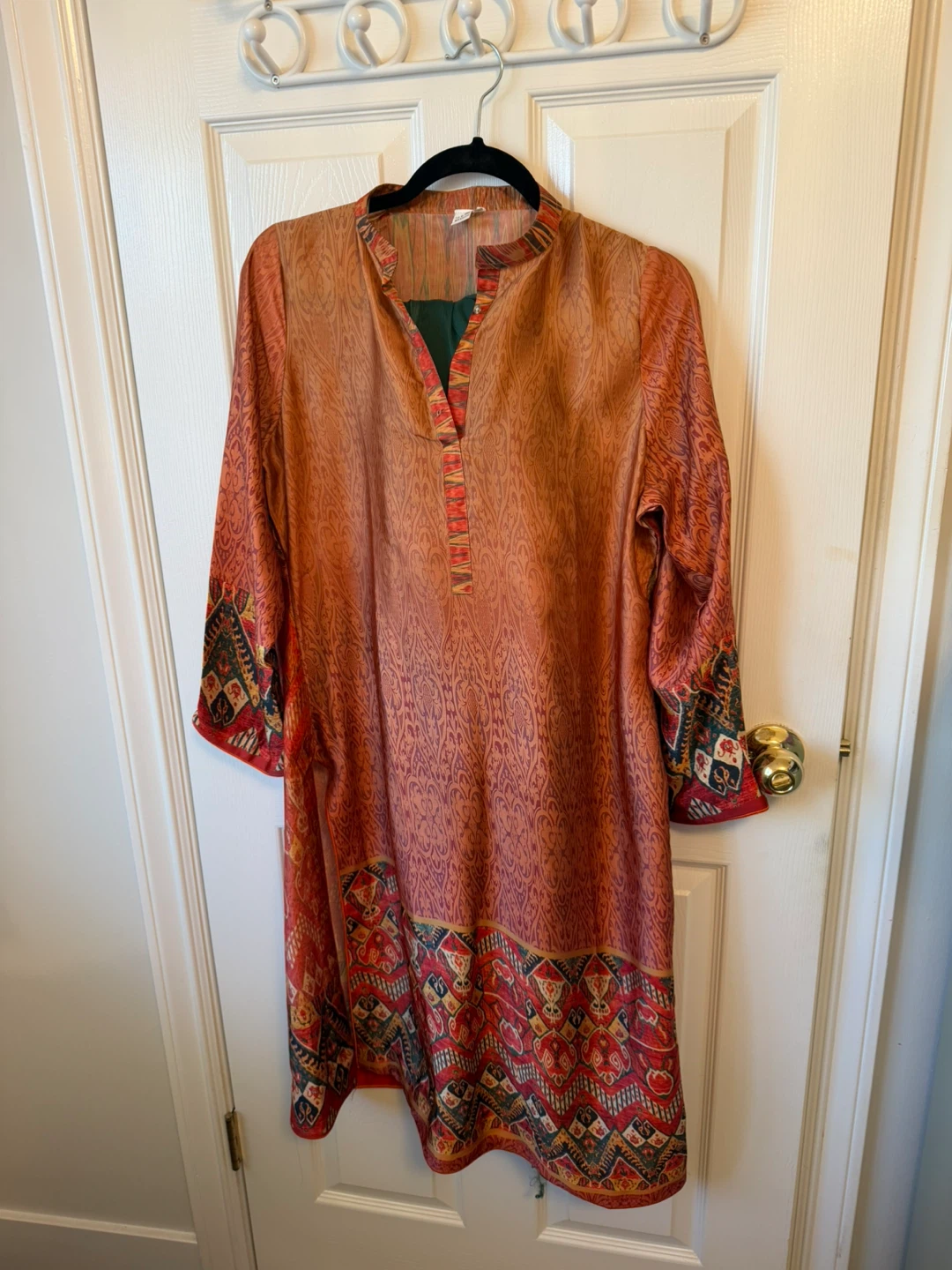 Orange Printed Kurti Top with stretch Pjami