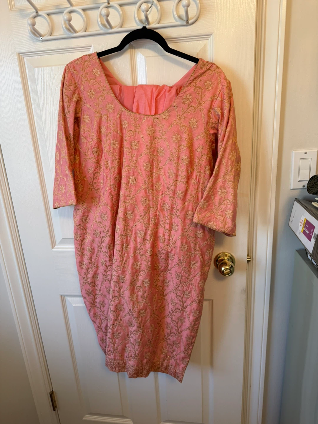 Pink Kameez Pants with Gold Embroidery