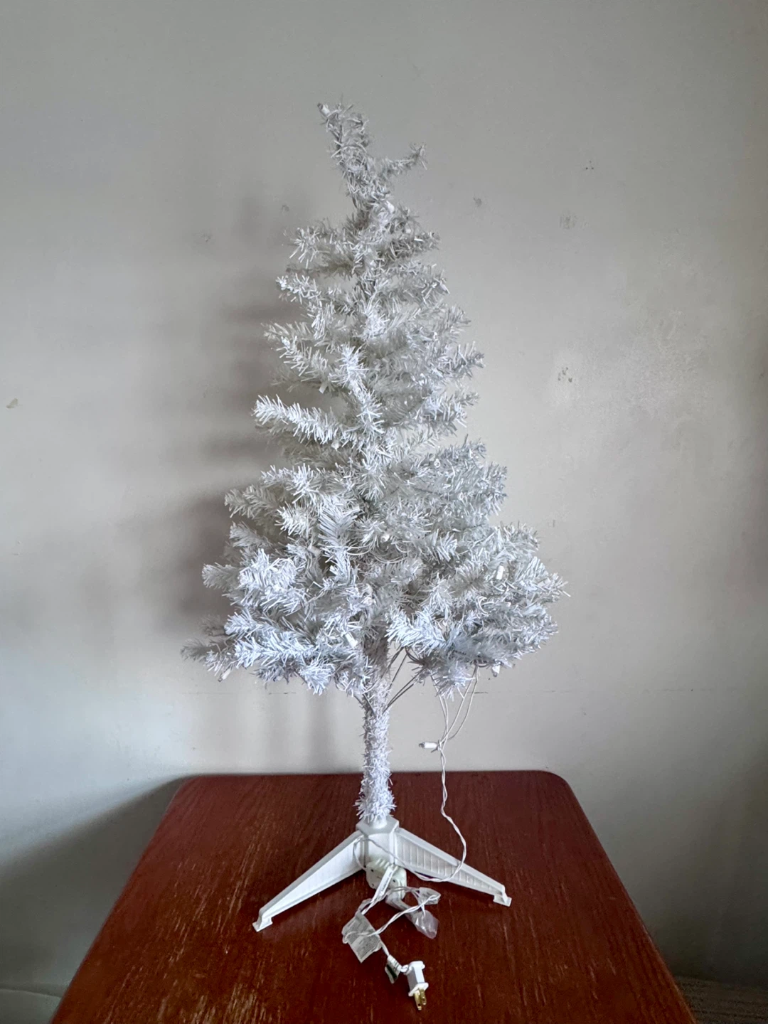 White Tinsel Artificial Christmas Tree with Lights - photo 3