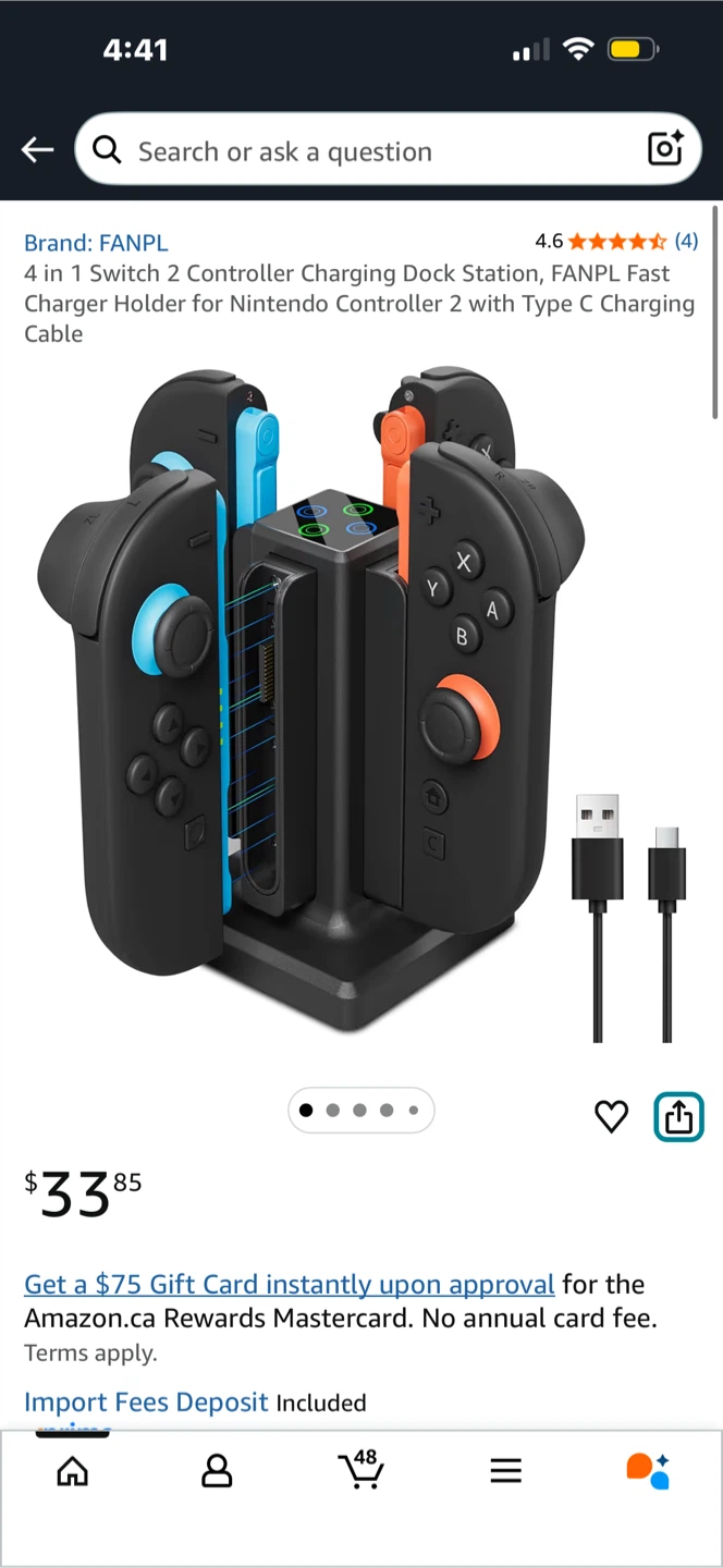 FANPL 4-in-1, only “Switch 2” Controller Charging Dock Station