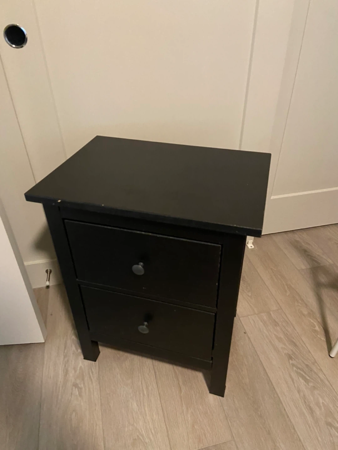 Black IKEA Hemnes Two-Drawer Nightstand (chest)