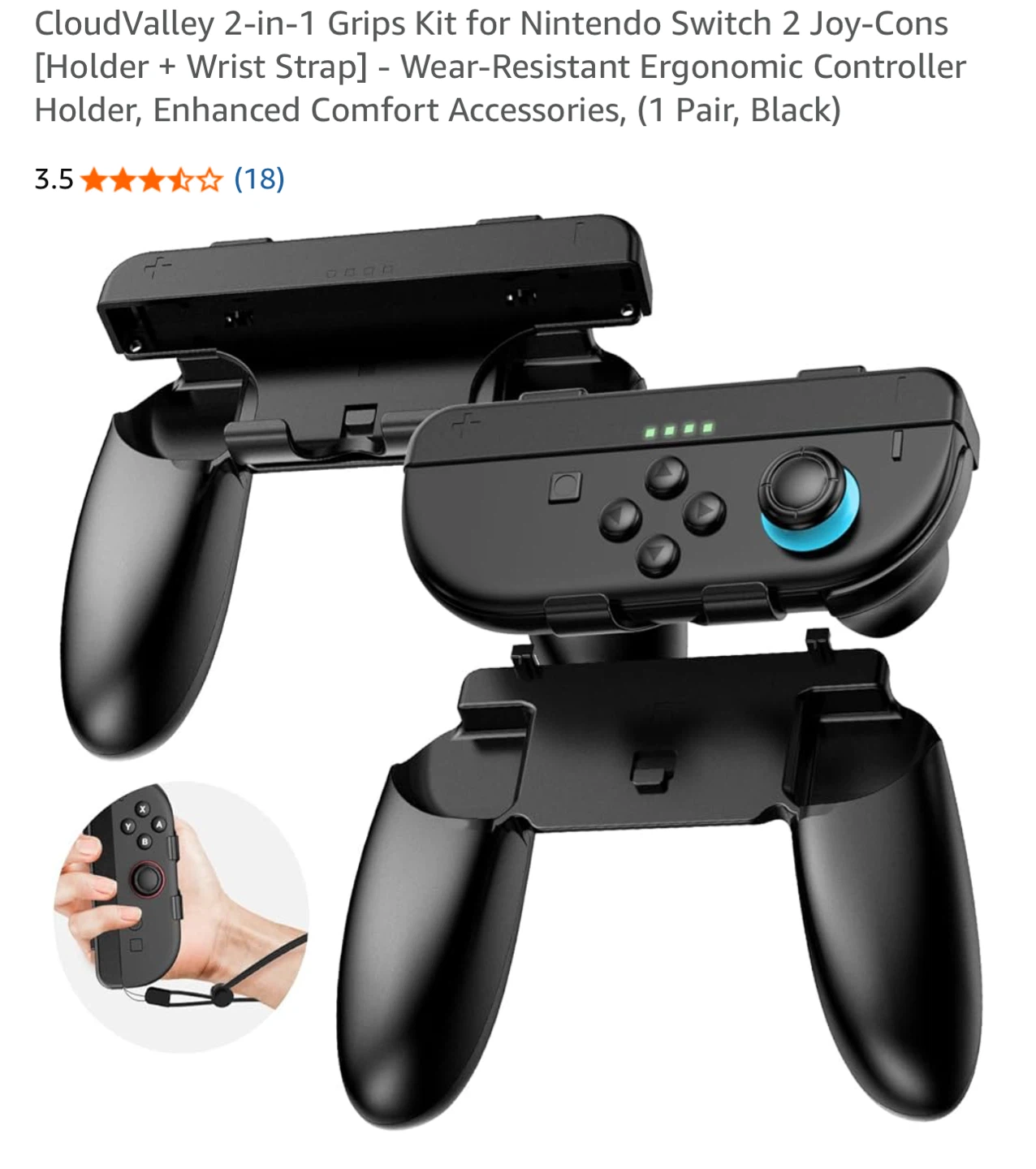 Ergonomic Grips for Nintendo “Switch 2 only” Joy-Cons(Black)