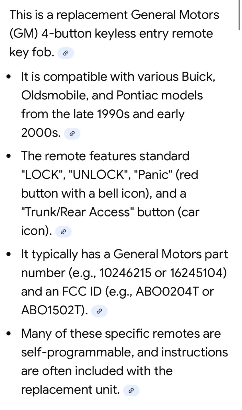 General Motors 4-Button Keyless Entry Remote Fob - photo 3
