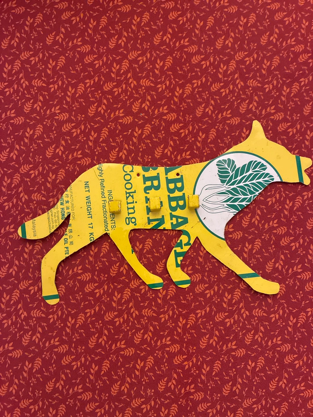 Key Holder Yellow Dog Shaped Metal Cutout