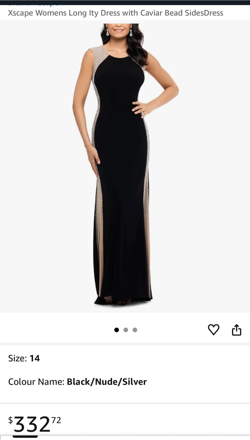 Xscape Women's Black Beaded IITY Dress Size 12