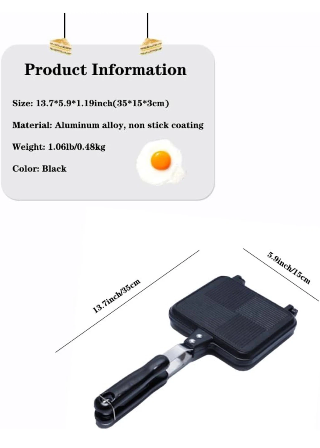 Double Sided Frying Pan, Non-Stick Pan - photo 3