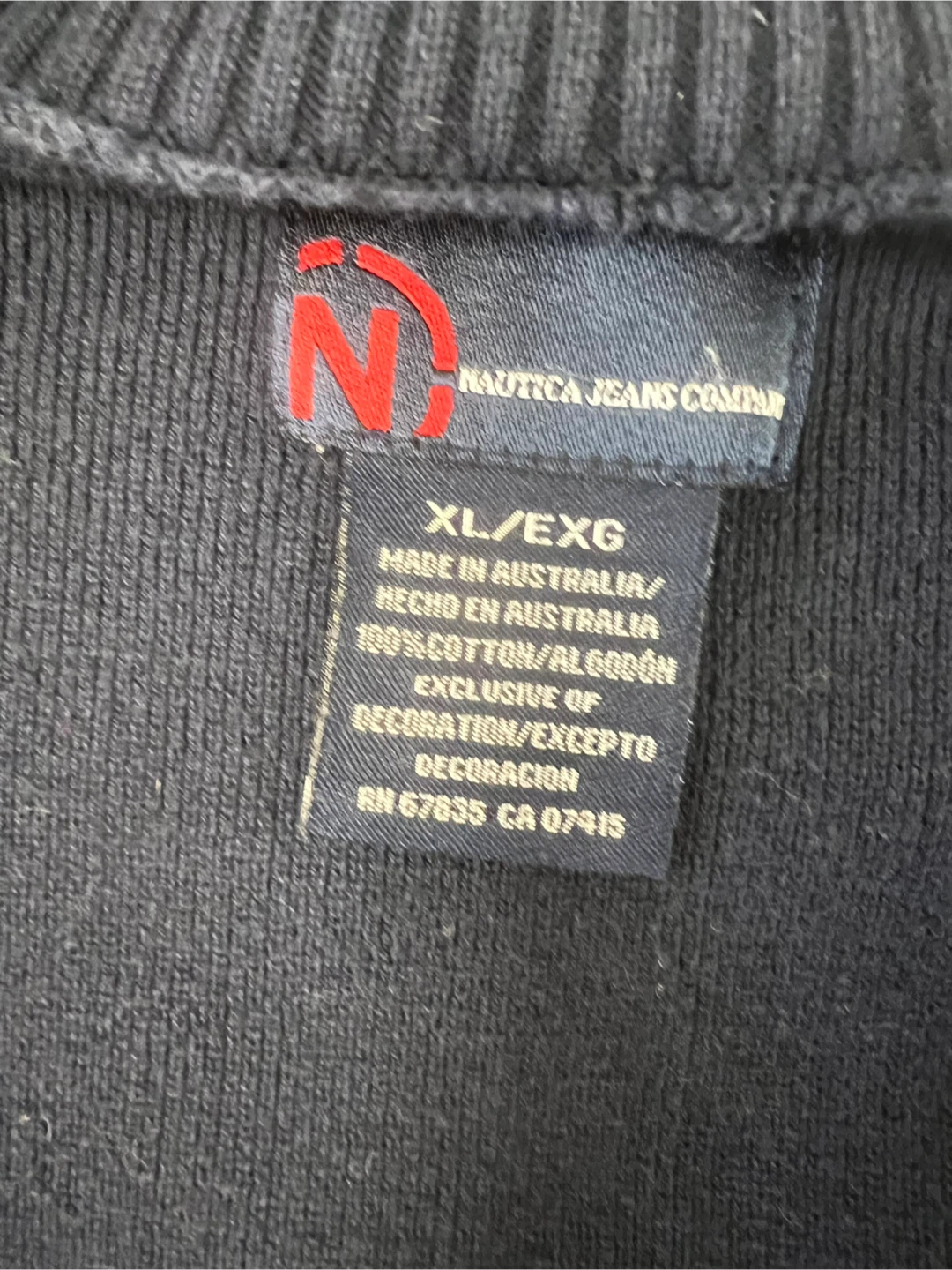 Nautica Jeans Company Full Zip Sweater - Navy/White - XL - photo 2