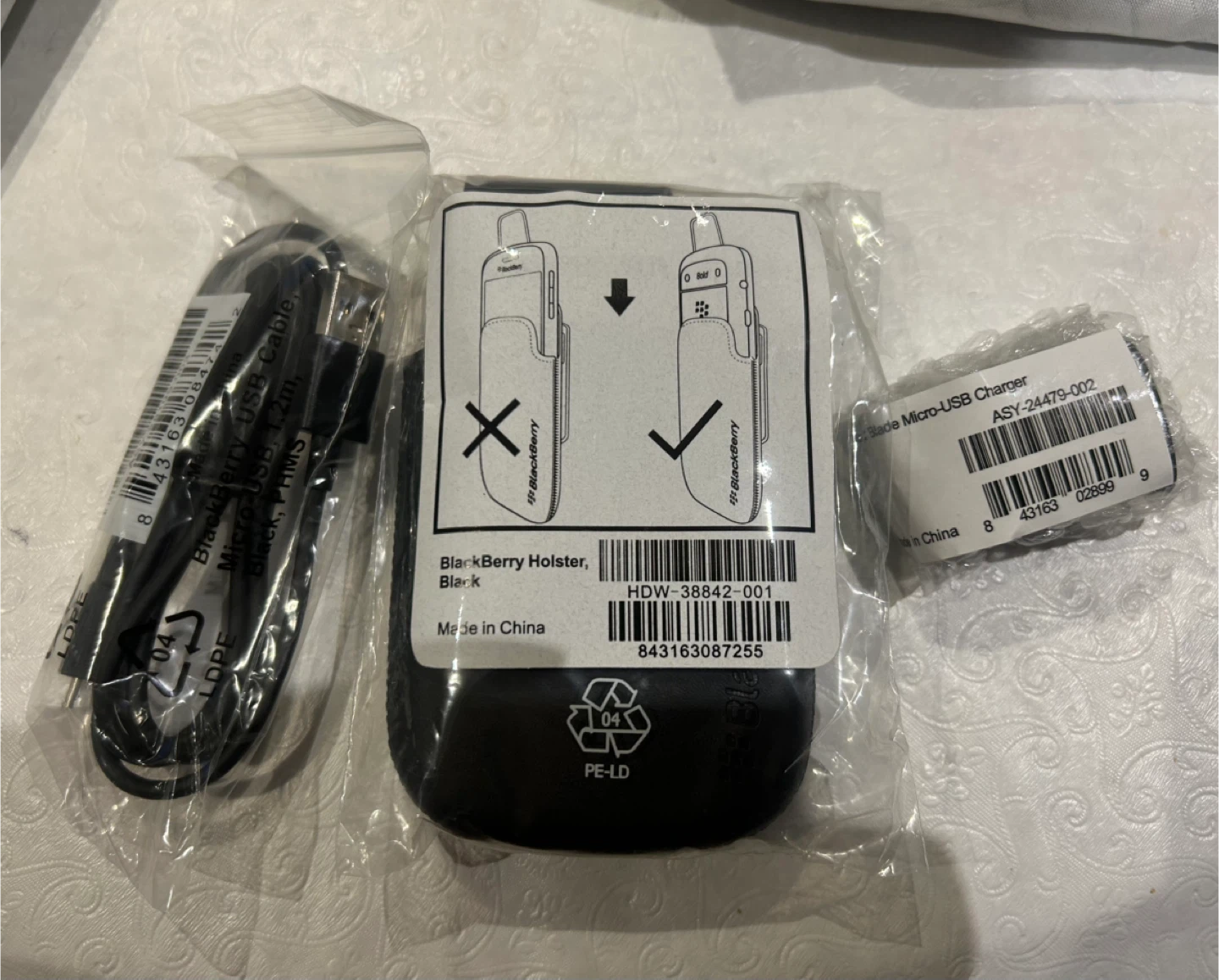BlackBerry Holster, Micro-USB Cable & Charger