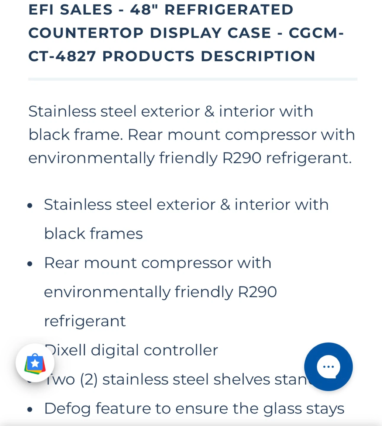 EFI Sales Refrigerated Display Case CGCM-CT-4827 - photo 5