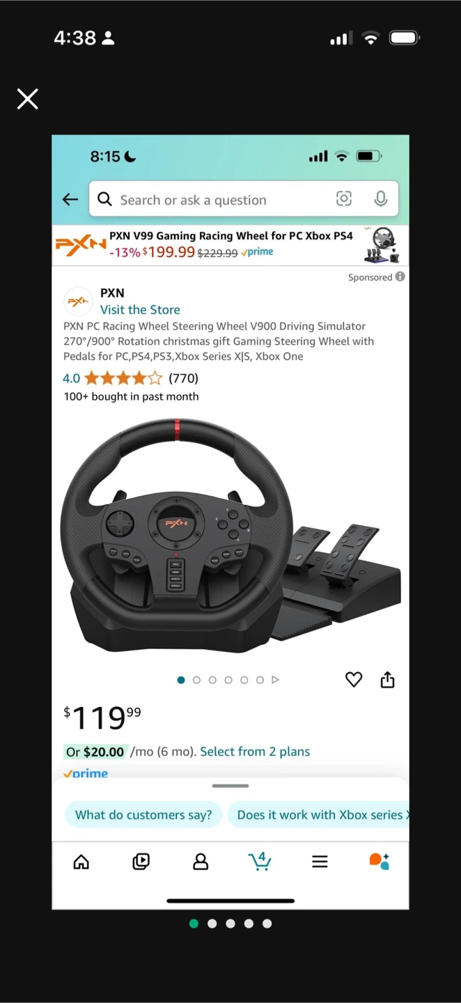 PXN V9 Gaming Racing Wheel for PC/PS4/PS3/Xbox