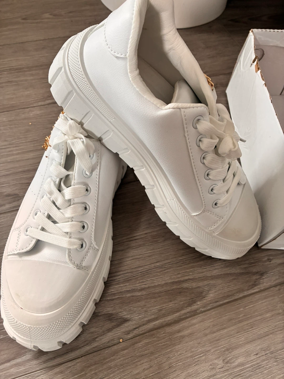 White Platform Sneakers with Butterfly Charm - photo 4