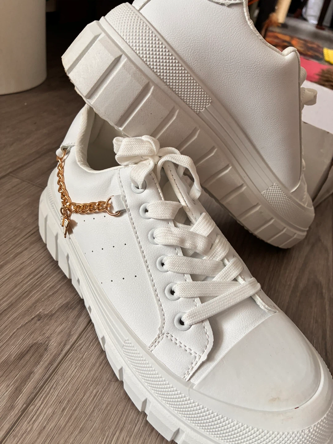 White Platform Sneakers with Butterfly Charm - photo 2