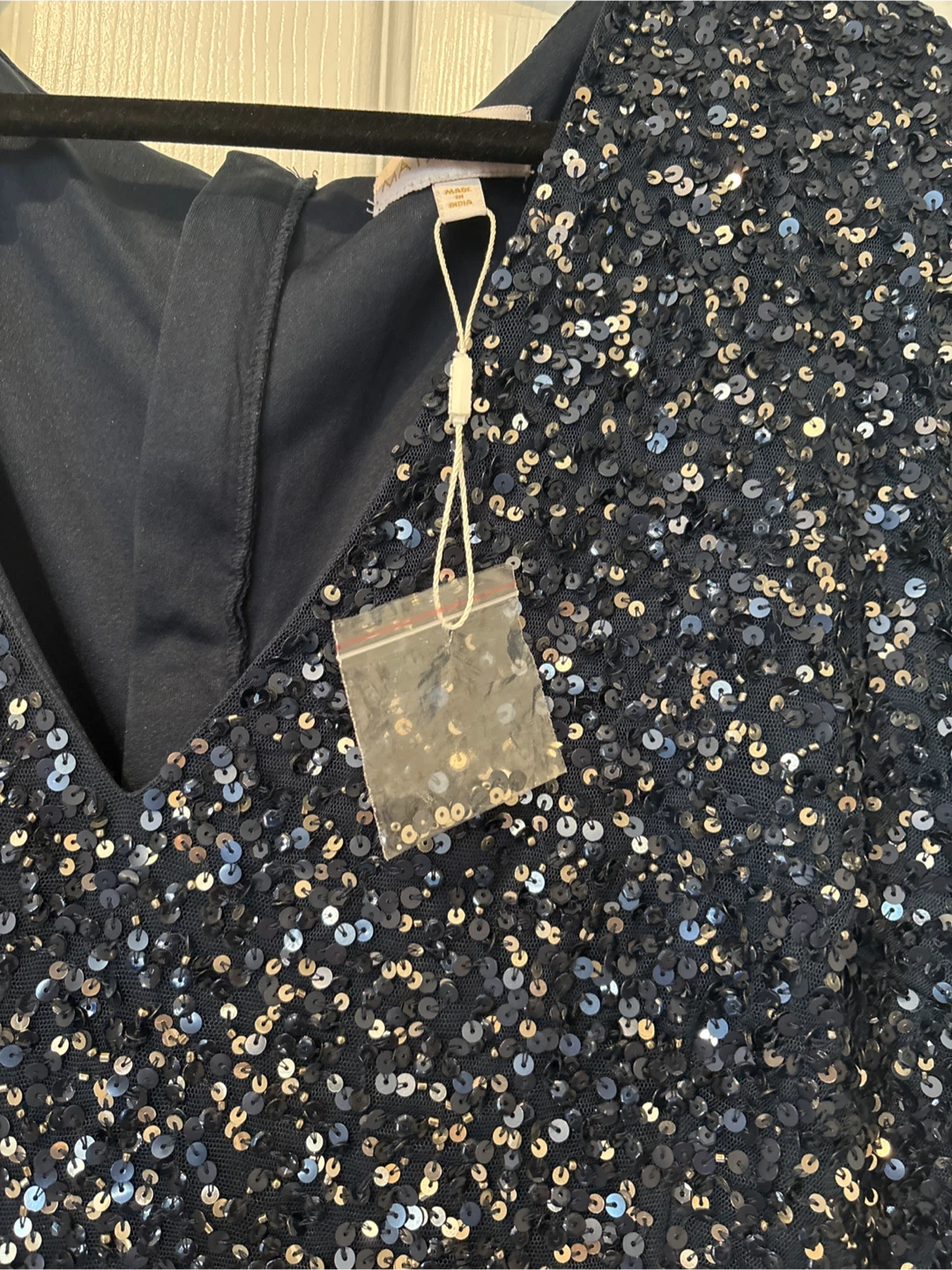 Adrianna Papell Sequin Tulle Evening Gown Navy Blue - photo 5