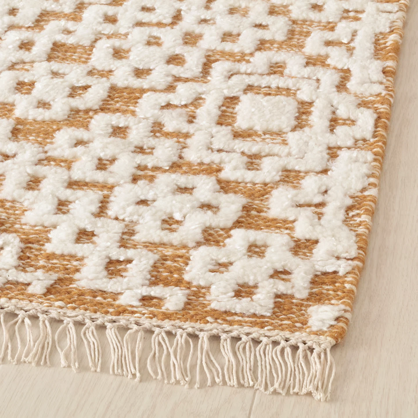 IKEA- BEFODRAN Rug, White and Tan Geometric Pattern - photo 2