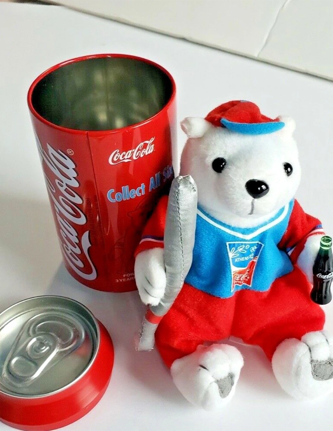 Coca-Cola Polar Bear Plush with Tin Container - photo 2