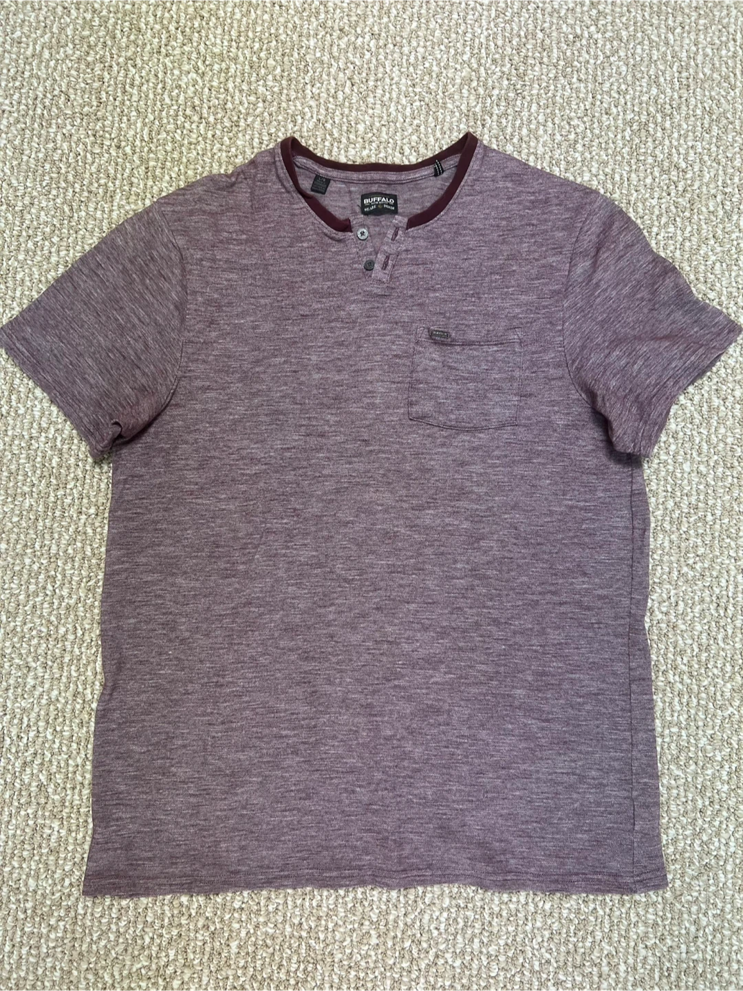 Buffalo David Bitton Men's Burgundy Henley T-Shirt - Size L