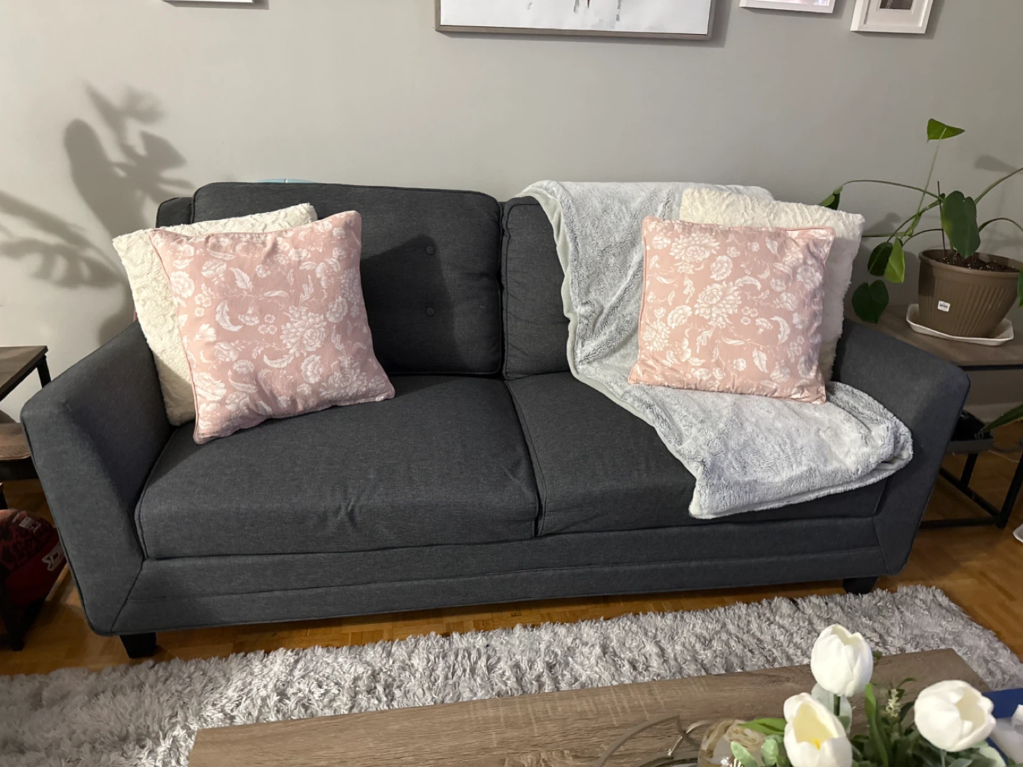 Dark Grey Loveseat Sofa - photo 2
