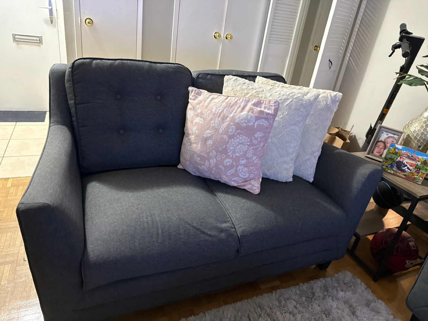 Dark Grey Loveseat Sofa
