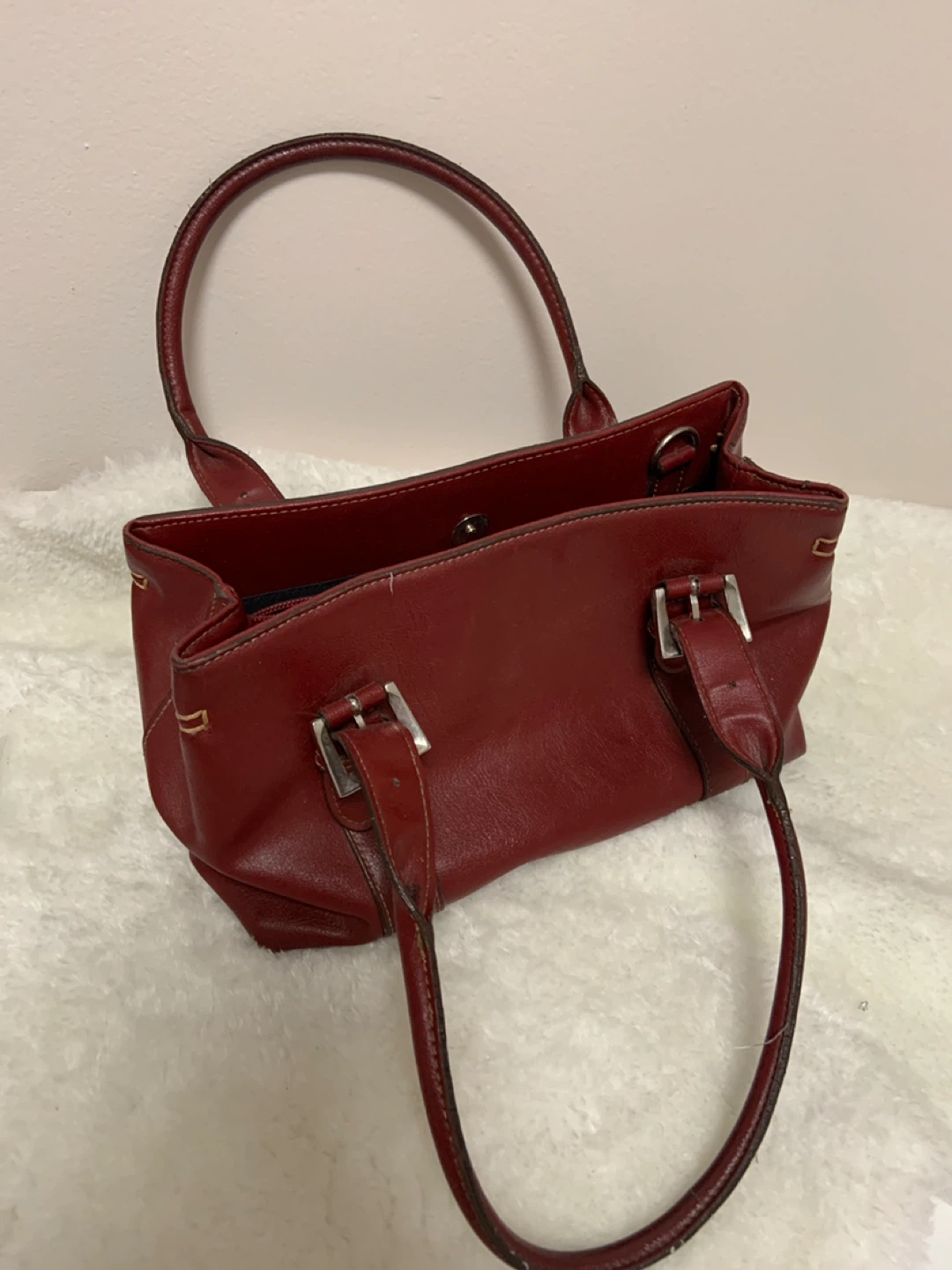 ALDO Red Leather Handbag with Shoulder Strap
