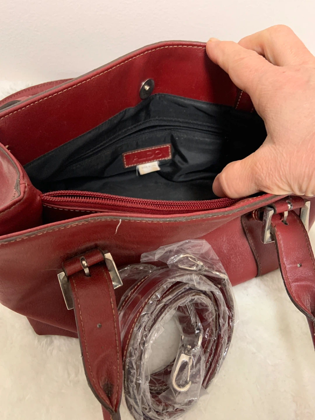 ALDO Red Leather Handbag with Shoulder Strap - photo 3
