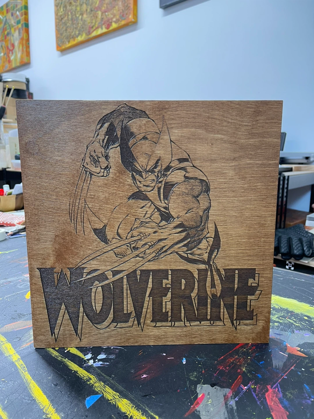 Wolverine Wood Engraving Art