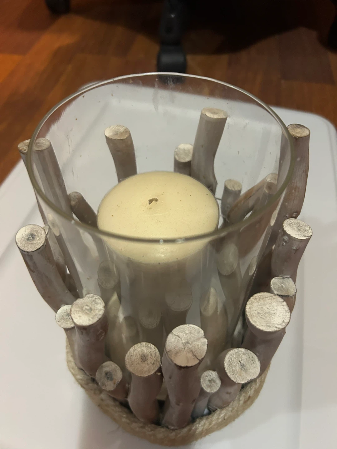 Rustic Wood and Rope Candle Holder - photo 2