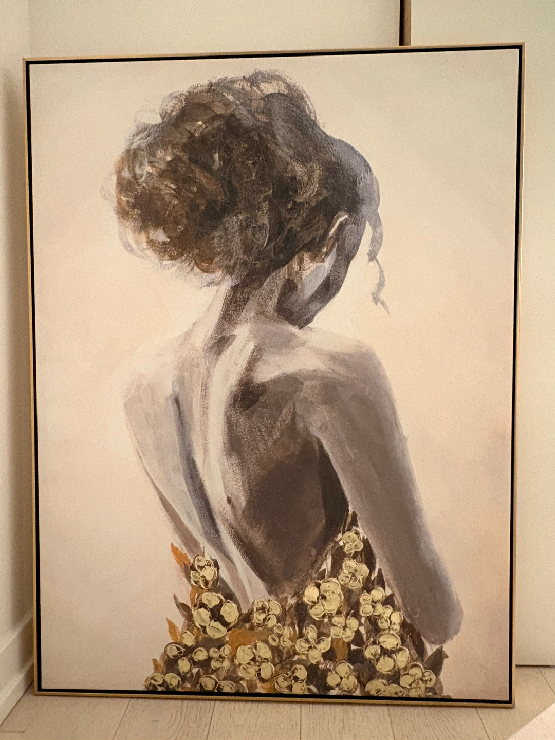 Framed Canvas Wall Art - Woman with Flowers