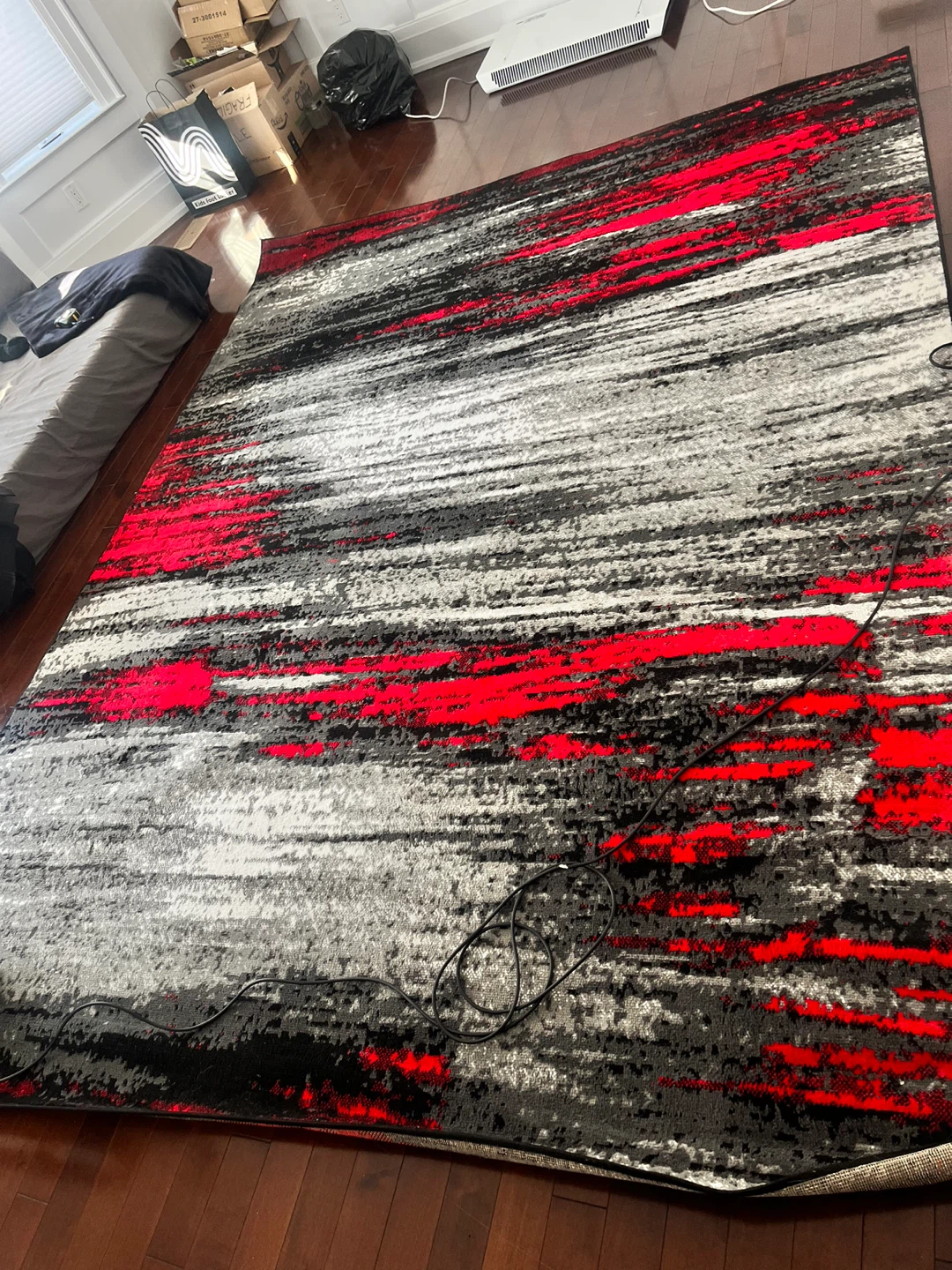 Large Area Rug - Red, Black, and Grey Abstract Design - photo 2