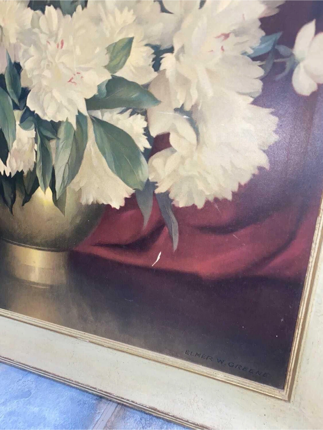 1940's Floral Lithograph Elmer W Greene "The Brass Vase" - photo 2