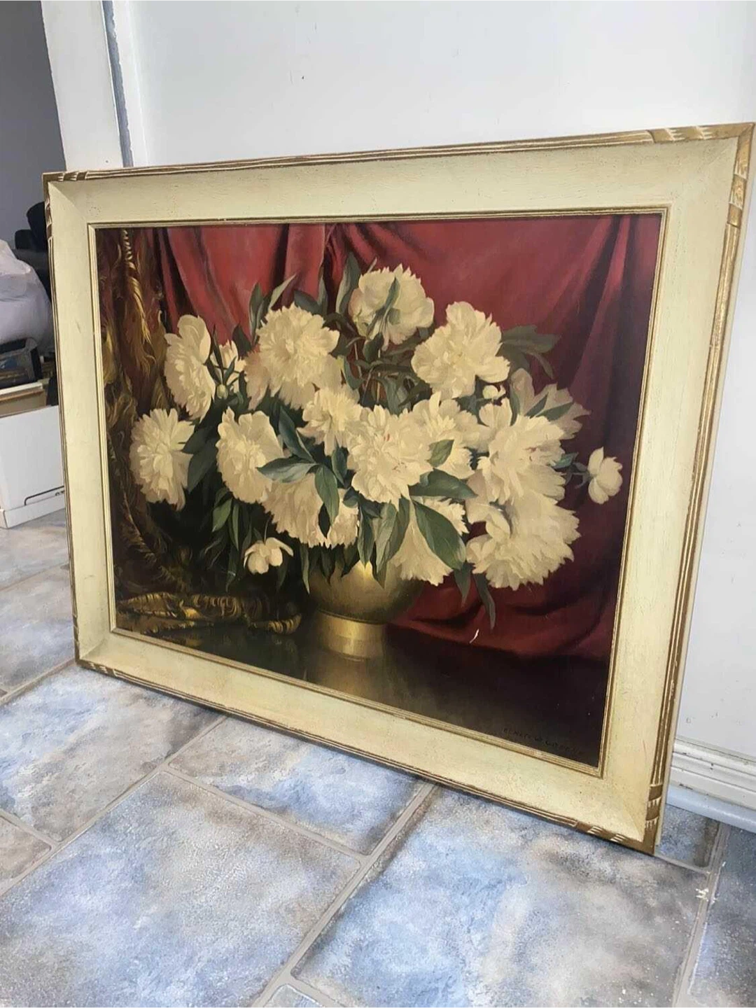 1940's Floral Lithograph Elmer W Greene "The Brass Vase"