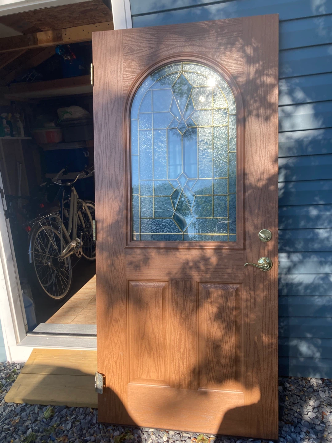 Wooden Exterior Door with Arched Glass Insert - photo 3