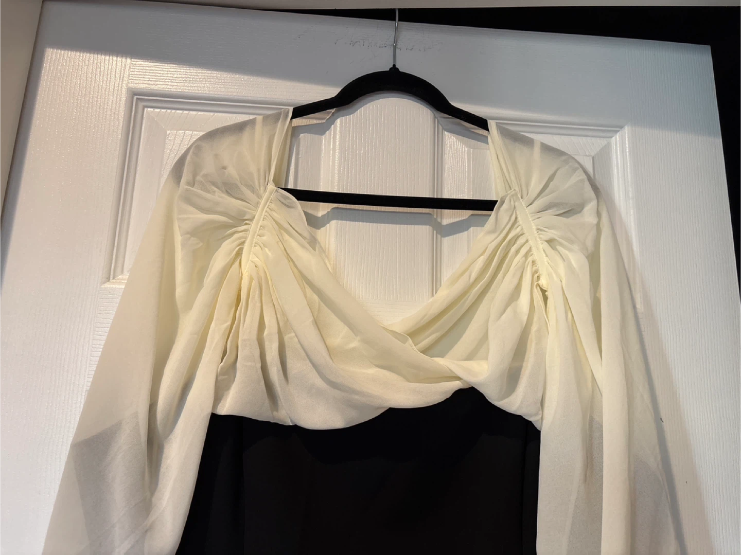 Brand New Women's Black and Cream Chiffon Trim Dress - photo 5