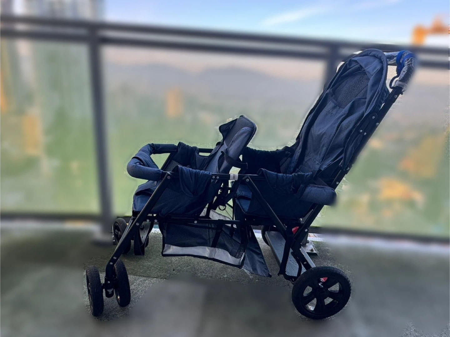 Blue Double Stroller for twins brothers and sisters - photo 3