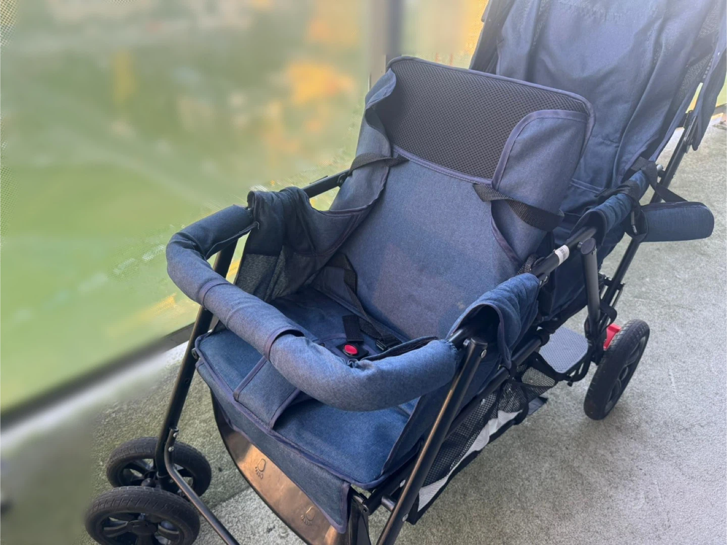 Blue Double Stroller for twins brothers and sisters