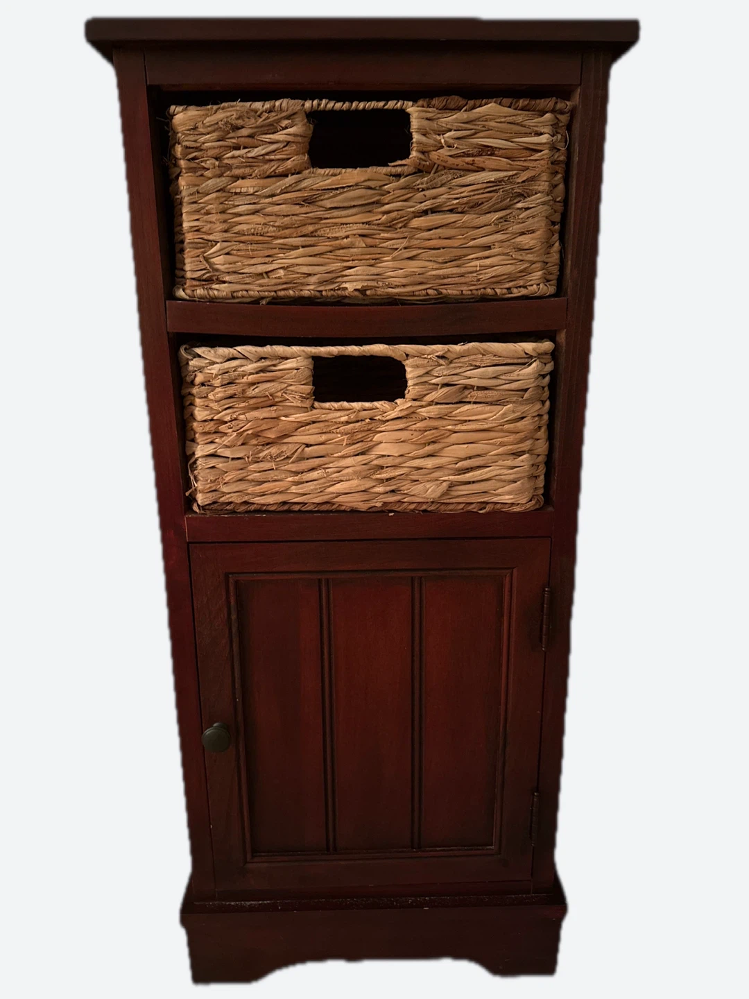 Wooden Storage Cabinet with Wicker Baskets