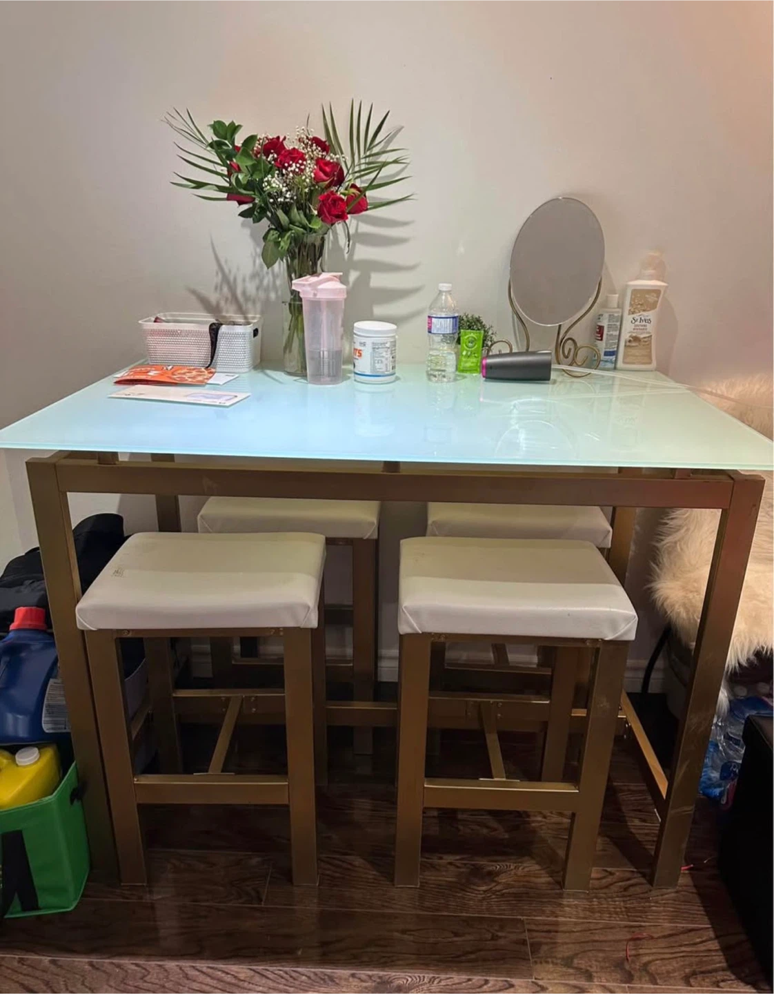 Beautiful Gold Glass Customizable 5-Piece Dining Set